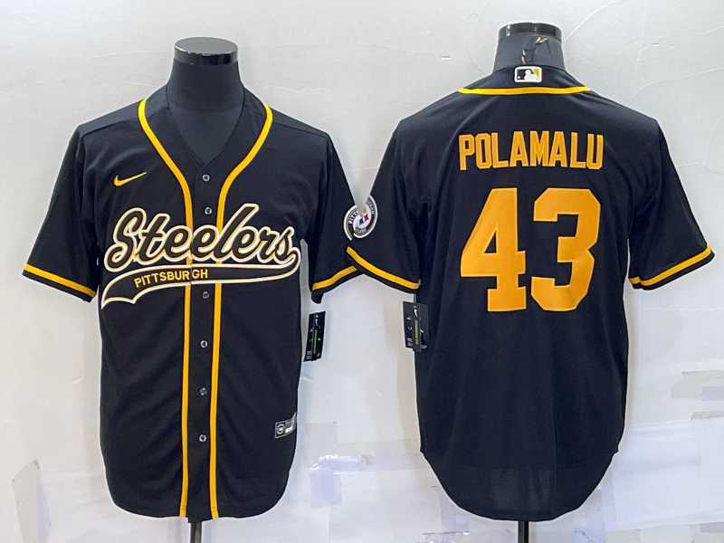 Men's Pittsburgh Steelers #43 Troy Polamalu Black Gold With Patch Cool Base Stitched Baseball Jersey,We sell and wholesale Men's Pittsburgh Steelers #43 Troy Polamalu Black Gold With Patch Cool Base Stitched Baseball Jersey on line form chian!